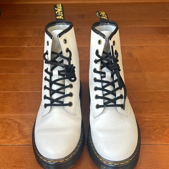 Dr. Martens Women's Zavala White Leather Combat Boots - Size 7 - Picture 3 of 11
